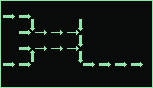 a larger figure, mirrored top to bottom: two ridges running in from the left, a dense knot of switches at the middle, one ridge running out to the right