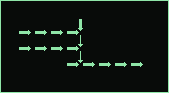 a figure much like the both-knot: two ridges in from the left, a knot at the middle woven differently, one ridge out